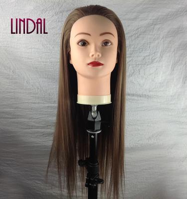 China Mannequin Natural Barber Training Head, Silky Straight Hair Salon Equipments Professional LINDAL Wave Hair Styling Training Head for sale