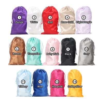 China Fashionable LINDAL different sizes dust gift packaging bundlles wig hair drawstring customized satin bags custom logo for sale