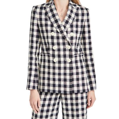 China Breathable 2 Piece Long Sleeve Set Women Fall Plaid Patterns Canvas Suit 2 Piece Women Outfit for sale