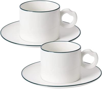 China Viable Tivray Set Modern 2 Pack White Ceramic Custom Turkish Coffee Cup And Saucer For Cappuccino Espresso Cream Latte Tea for sale