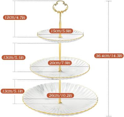 China Tivray 3 Tier Round Ceramic Cake Stand Viable, Elegant Dessert Marble Stand for Tea Party, Wedding, Birthday, White Marble for sale