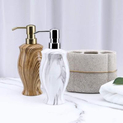 China Foam Soap Dispenser Lewondr 350ml Soap Dispenser Bottle, Resin Soap Dispenser With Wood Grain For Bathroom, Kitchen for sale