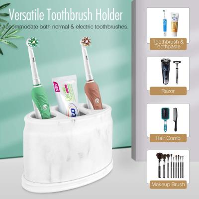 China Sustainable Lewondr 3 Slots Resin Toothbrush Holder With Drainage Hole For Bathroom Using, White for sale