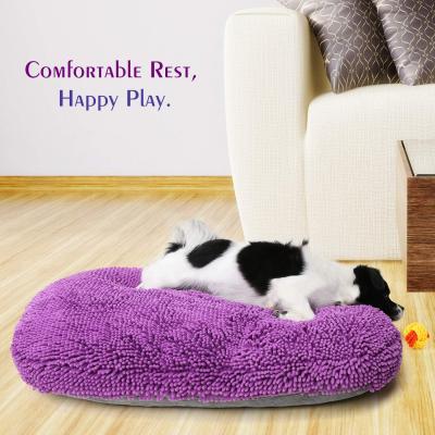 China Mechanical Wash Pawaboo Chenille Dog Bed, Durable and Washable Dog Nap Mat with Zipper Closure for Indoor Floors, Purple and Gray for sale