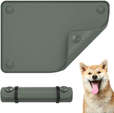 China Sustainable Pet Food Feeding Mat with Suction Cups, Large Size Waterproof Collapsible Silicone Pet Food Mat for Dogs Cats for sale