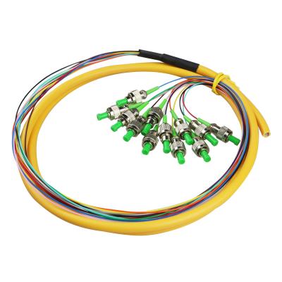 China Telecommunication Multicores 4 8 12 Cable Fiber Optic Pigtail With LC SC ST FC Connector for sale