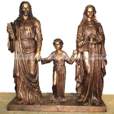 China Europe Wholesale Copper Religious Statues Cast Family Jesus Bronze Christian Holy Sculpture for sale