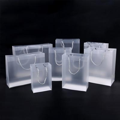 China Stock Size PVC Handled Matte Shopping Bag With Handle Frsoted PP Shopping Bag for sale