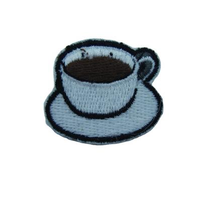 China newest fashion 3D coffee cup design mini badge embroidery badges with pin design embroidery patches for sale