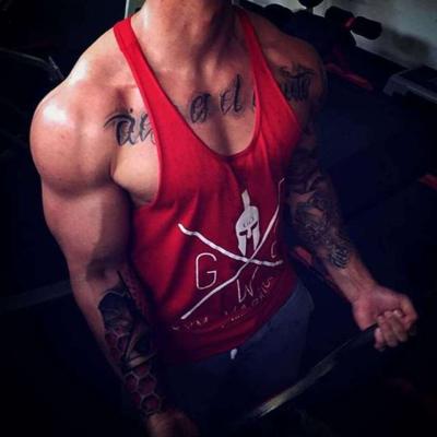 China Fitness Vest Mens Sports Cotton Sling Training Loose Sleeveless Tank Tops QUICK DRY Printed For Men for sale