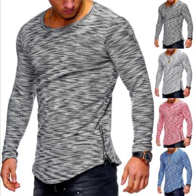 China Autumn QUICK DRY casaul amazon zipper side shirt full sleeve fitness gym men's loose long sleeve T-shirt for sale