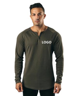 China Best Selling QUICK DRY Plain Streetwear T-shirt Casual Button Long Sleeve Sports T Shirt For Men for sale