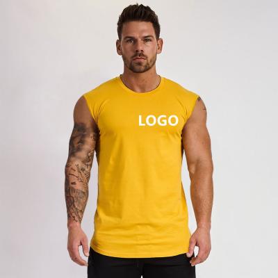 China QUICK DRY custom white cotton slim fit logo tank tops sports and fitness gym tank top for men for sale