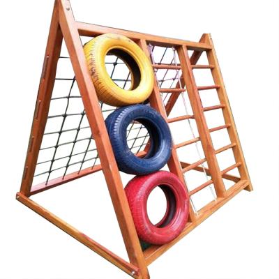 China 2019Baiqi Outdoor Schools Kids Climbing Net Wooden Rope Fun Equipment Wooden Slide for sale