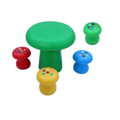 China Colorful Popular Schools Cartoon Kindergarten Mushroom Table And Stool for sale