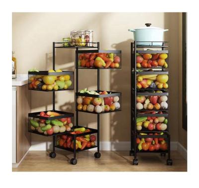 China Lihanrui Rotating Shelf Kitchen Rack Storage Rack Kitchen Viable Storage Cart 3/4/5 Layer Vegetable or Fruit Storage Rack for sale