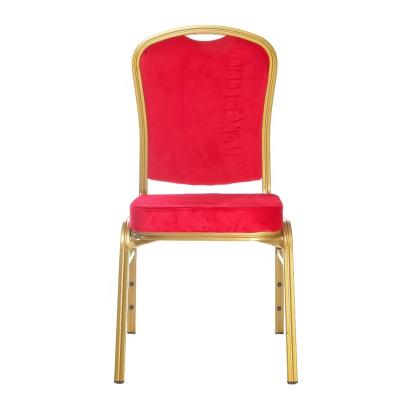 China Contemporary Hotel Chair Lihangrui Dubai Gold Metal Cheap Luxury Stacking Aluminum Wedding Event Hotel Banquet Chair With Best Price for sale