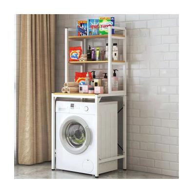 China Lihangrui Modern Metal Tube Pipe Washing Machine Shelf Rack Steel Bathroom Storage Shelves Saving Above Toilet Storage Rack Shelf for sale