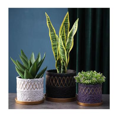 China Minimalist Lihanrui Garden Weaving Creative Retro Style Flower Cement Plant Pot European Mediterranean Indoor Potted Plants Pot for sale