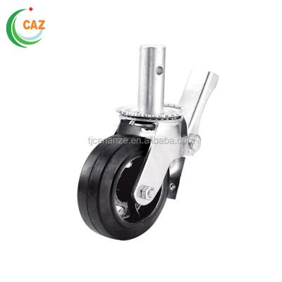 China Scaffolding 6 Inch Black Rubber Scaffolding Caster Wheel With Brake for sale