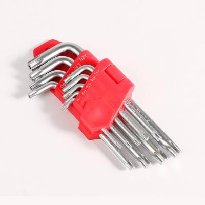 China Multi Functional 9PC Short Arm Allen Star Torx Tip With Hole Hex Wrench Spanner L-Wrench Tool Kit for sale