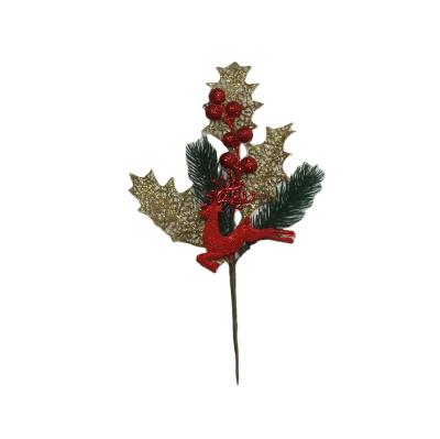 China Christmas Elk Decorations Pine Classic Branches Artificial Flower Red Berries for sale