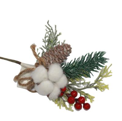 China Factory direct selection classic Christmas white berries of artificial snow effect branch pine decorations for sale