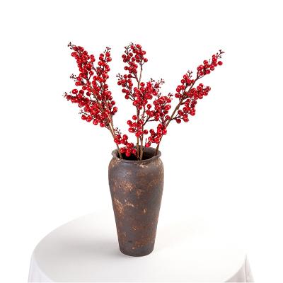 China Wholesale Styrofoam Fork Fortune Fruit Holly Artificial Flower Artificial Flower Wedding Home Decoration Plant Red 5 for sale