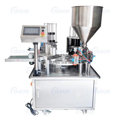 China automatic rotary food cup sealing machine/yogurt cup sealing machine/jelly cup filling sealing machine for sale