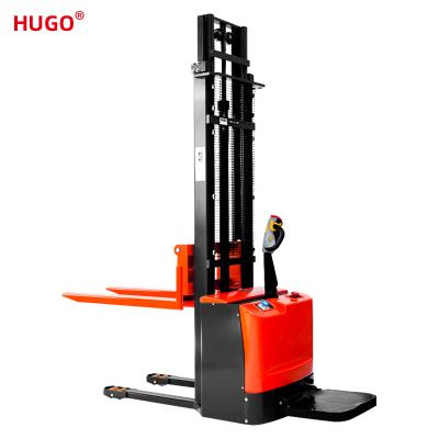 China With Person Stand Pedal Stacker Full Electric Forklift Electric Pallet Stacker for sale