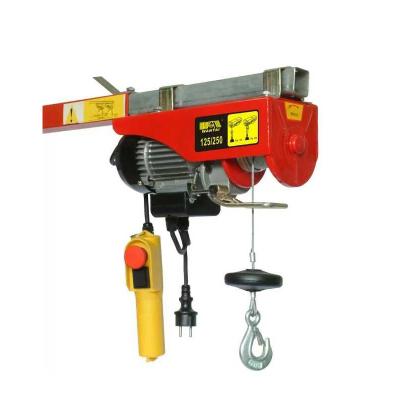 China Hotels Sale PA 250 Single Phase 220V 12m Hot Electric Wire Rope Hoists Small Electric Winchtes Cargo Lift for sale