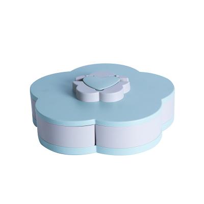 China Creative Single Layer Christmas Plastic Candy Holder Keep Freshness Round Rotating Flower Drawer Box Cookie Candy Boxes for sale