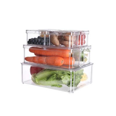 China Crisper Kitchen PET Kitchen Fruit Vegetable Refrigerator Storage Box Household Storage Box for sale