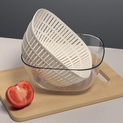 China Household Kitchen Two Layer Circular Rectangular 4L Kitchen Basket Sieve Kitchen Drain Basket Fruit Vegetable Plastic Wash Basket for sale