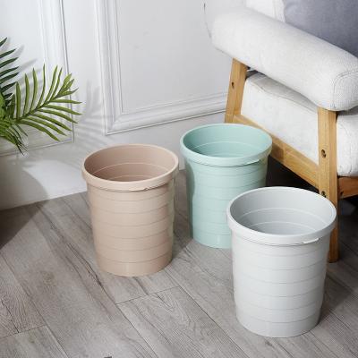 China Pressure Ring Household Uncovered Large Trash Basket Classification Heatable Single Plastic Kitchen Trash Bin for sale