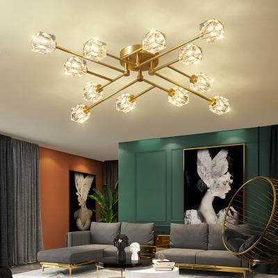 China Modern Nordic Modern Hotel Lighting Chandelier Brass Copper Lamp White Crystal Ball G9 Pendant Light for sale