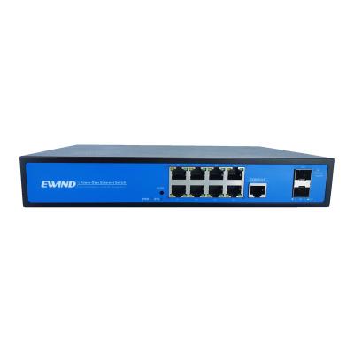 China IP Camera Factory OEM/ODM 8 Port 10/100M/1000M Fiber 2*10G (SFP+) Port Managed PoE Switch for sale