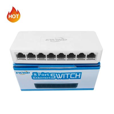 China New OEM Model 10/100mbps Network Switch Ethernet RJ45 Left Desktop Switch 10/100mbps Lan Hub Switch 8 Gbps Ports 1 (Unclogging) for sale