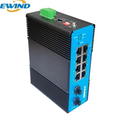 China IP camera EW-PIS2710M-8FE 8*10/100M PoE ports+2*10/100/1000M GF POE Industrial Switch Network PoE Switch for sale