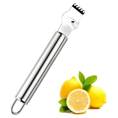 China Kitchen Tools Viable Orange Peeler Tool Citrus Peeler Lemon Orange Zester Grater with Handle Knife and Hanging Loop for sale