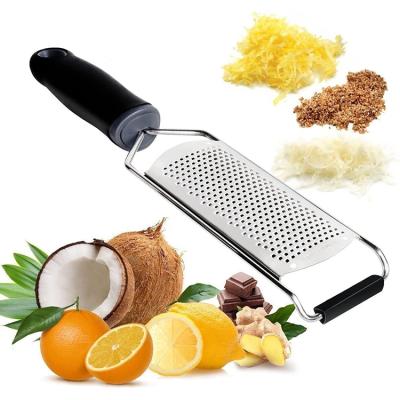 China Viable Custom Handheld Kitchen Stainless Steel Lemon Zester Parmesan Cheese Grater Chocolate Cheese Grater With Handle for sale