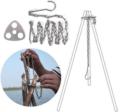 China Adjustable Outdoor Campfire Tripod BBQ Tripod Stainless Steel Tripod Board DIY Panel Hanging Pot Bracket for sale