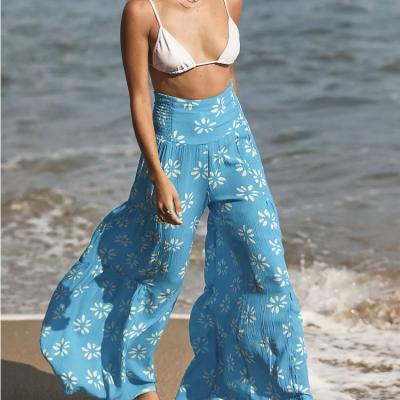 China Bohemian Style Enyami Breathable Summer Beach Flare Pants Pants Women Tie Dye Casual Ladies Plus Size Trousers for sale