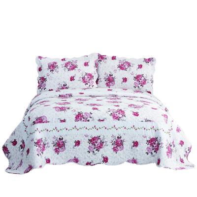 China Beautiful Anti-static High Quality Printing Bedspread Scatter Bedspread Microfiber Flower Pattern Comforter Set for sale