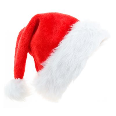 China 2021 Popular Santa Hat For Adults Unisex Christmas Gift Velvet Comfort Extras Thicken Classic Fur For Merry Xmas New Year Holiday Party for sale