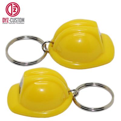 China Advertising Custom Logo Safety Helmet Keychain 3D Mini Hard Hat Plastic Key Chains for sale