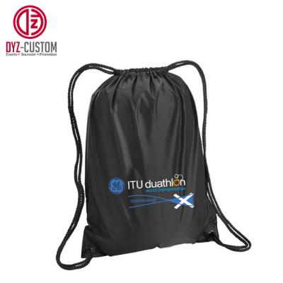 China Waterproof Custom Logo Printed Drawstring Bag 210D Polyester Drawstring Backpack for sale