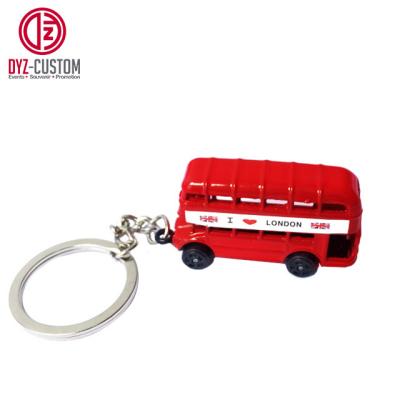 China 3D Double Decker Bus Metal Keychain Mini Souvenir London Souvenir Keychain for sale