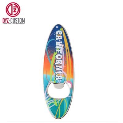 China Shape Surfing Board Metal Fridge Magnet Surfboard Fridge Magnet Bottle Opener for sale