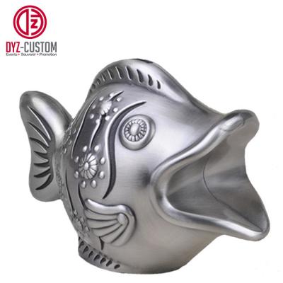 China Souvenir Metal Piggy Bank Coin Bank Zinc Alloy Goldfish Shaped Coin Bank for sale